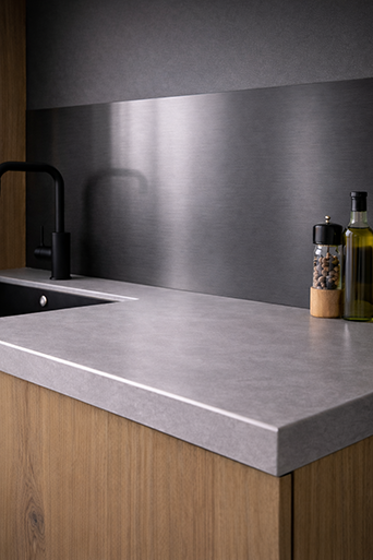 Photo d'une crédence en aluminium proposée par Rascle Agencement à Sainte Sigolène