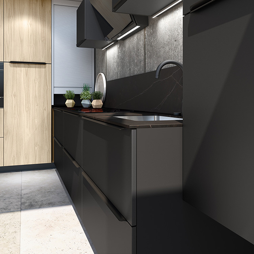 Photo d'une crédence en granit noir posée par Rascle Agencement à Monistrol sur Loire