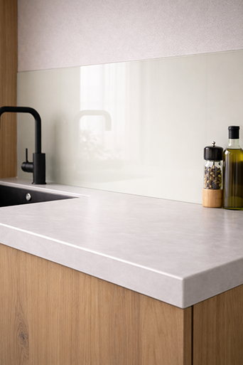 Photo d'une crédence en verre laqué proposée par Rascle Agencement à Sainte Sigolène